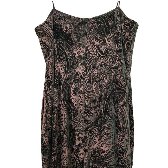 Vintage Y2K INC Burnout Velvet Paisley Mini Dress US 4 Brown Silk Blend Party - Picture 8 of 11